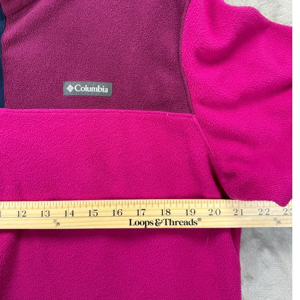 Columbia Womens XL Fleece Quarter Zip Pullover Pink Purple Colorblock XL - Picture 6 of 7